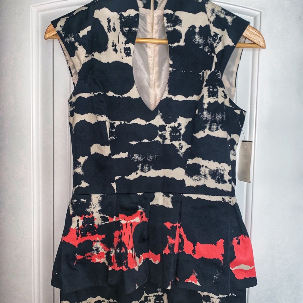 Black Halo Printed Peplum Dress